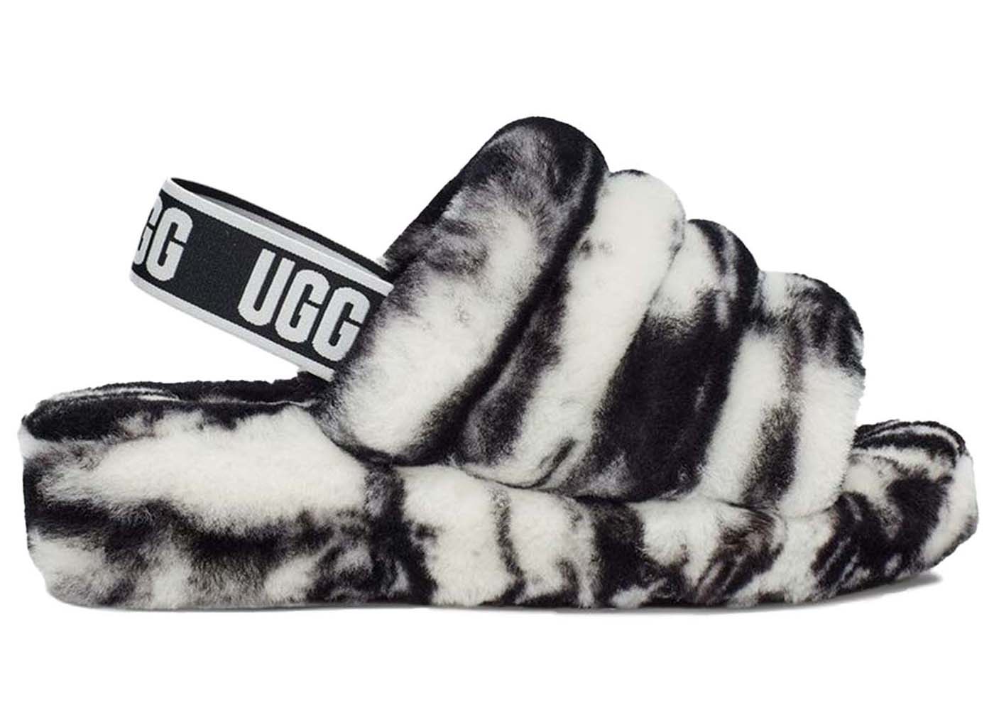 UGG Fluff Yeah Slide Marble Black White (Women's) - vstockx