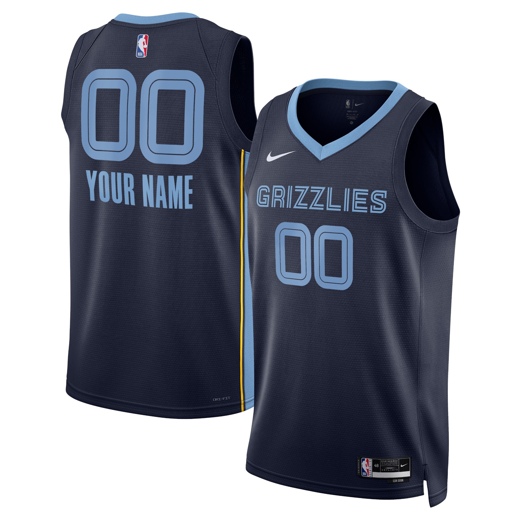 Memphis Grizzlies Nike Unisex Swingman Custom Jersey Navy - Icon Edition - vstockx
