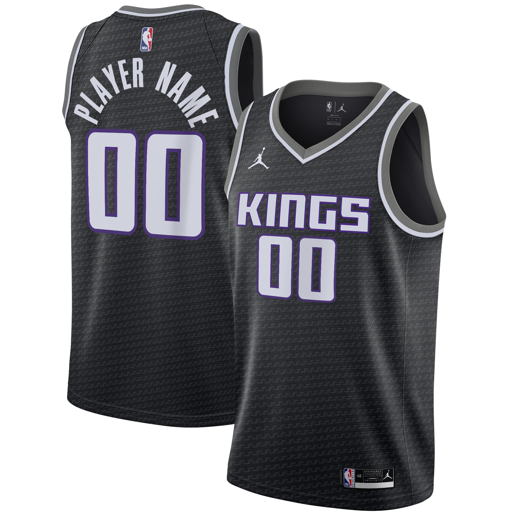 Sacramento Kings Jordans Brand Swingman Custom Jersey - Statement Edition - Black - vstockx
