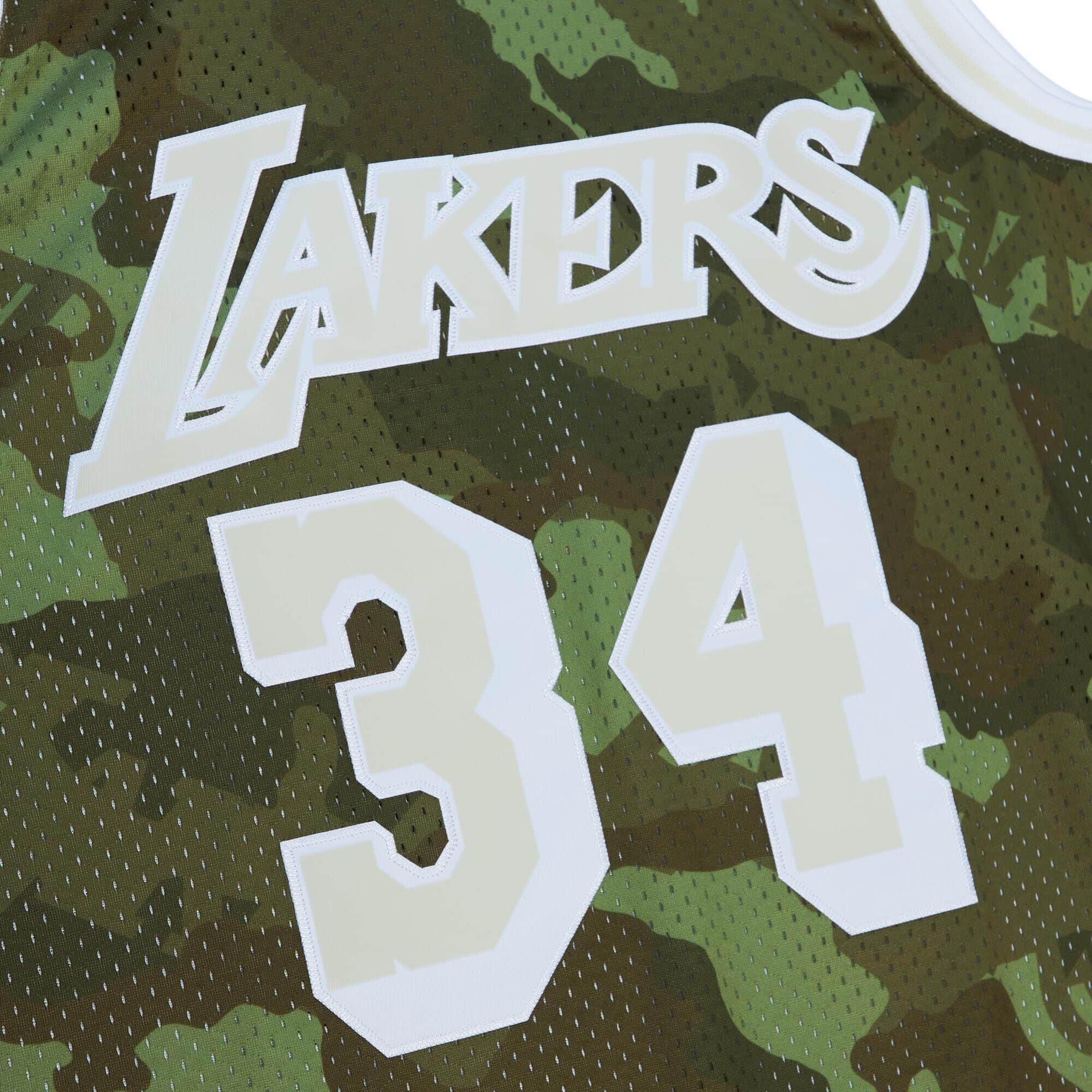 Ghost Green Camo Swingman Shaquille O'Neal Los Angeles Lakers 1996-97 Jersey - vstockx
