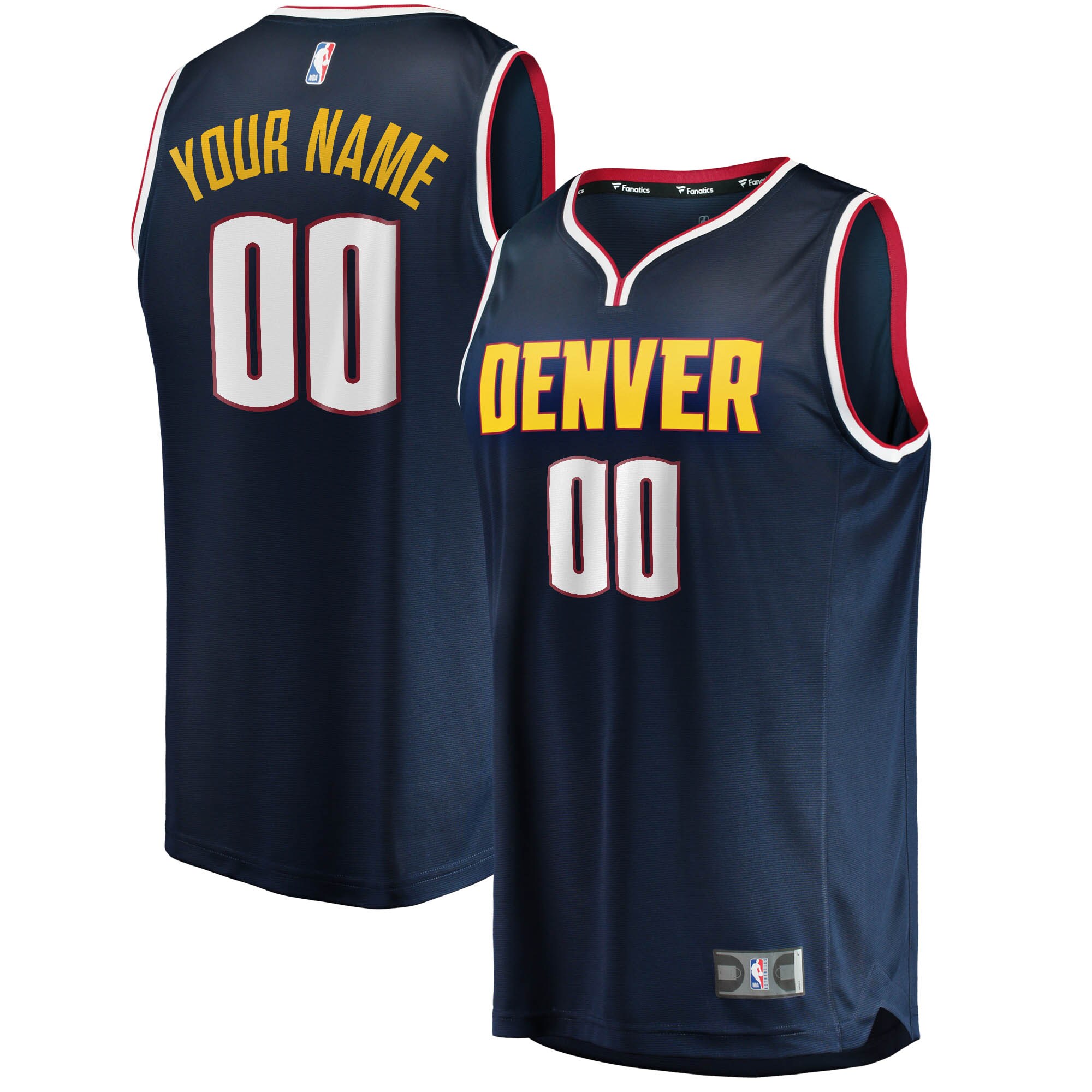 Denver Nuggets Fanatics Branded 2018/19 Fast Break Custom Replica Jersey Navy - Icon Edition - vstockx