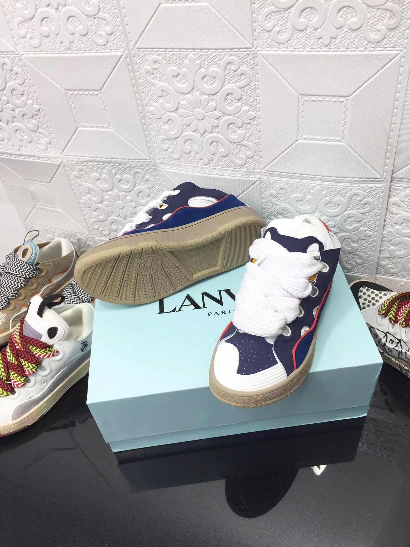 Lanvin Leather Curb blue and white color - vstockx
