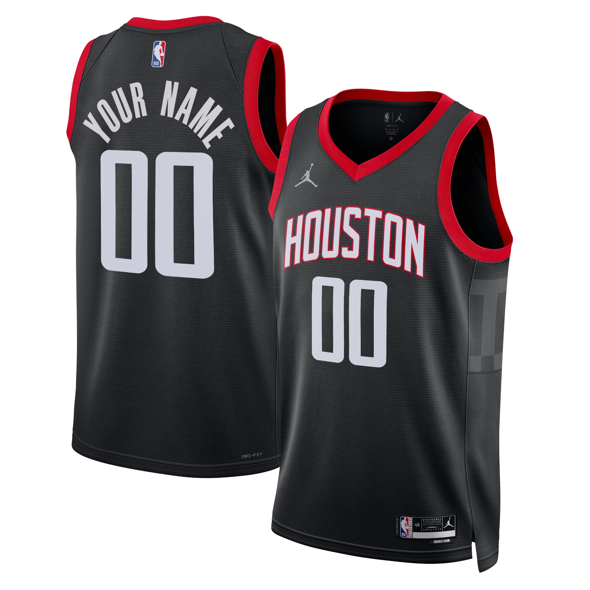 Houston Rockets Jordans Brand Unisex 2022/23 Swingman Custom Jersey - Statement Edition - Black - vstockx
