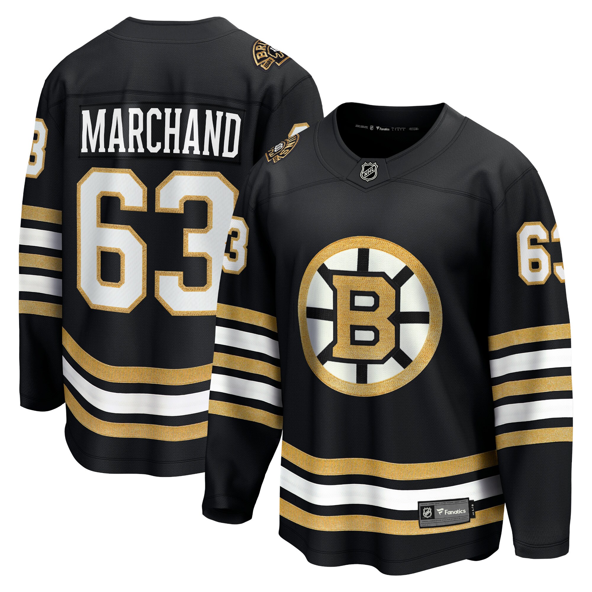 Brad Marchand Boston Bruins Fanatics Branded 100th Anniversary Premier Breakaway Player Jersey - Black - vstockx