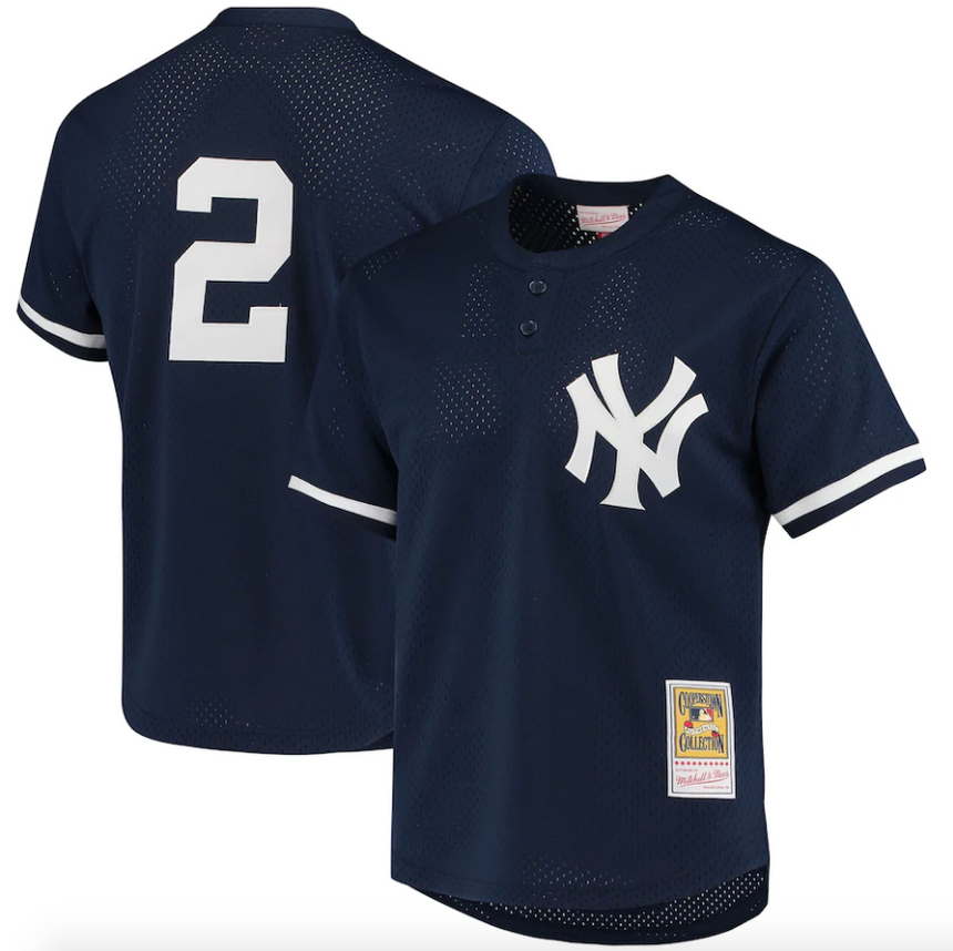 Men's New York Yankees Derek Jeter Mitchell & Ness Navy Cooperstown Collection 1995 Batting Practice Jersey - vstockx