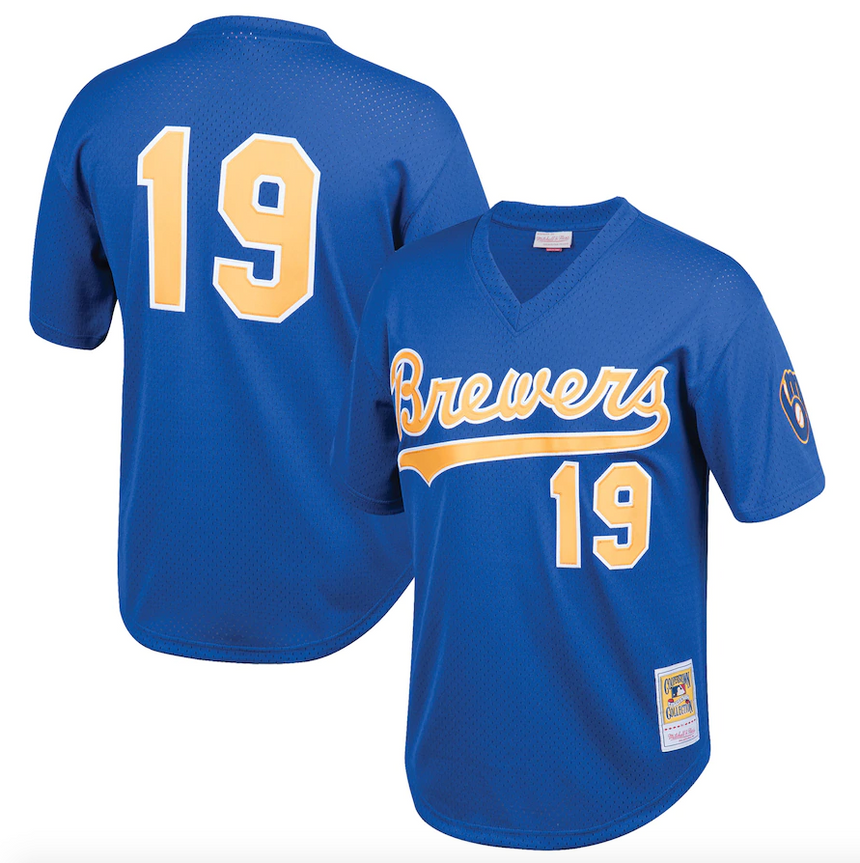 Men's Milwaukee Brewers Robin Yount Mitchell & Ness Royal Cooperstown Collection 1991 Mesh Batting Practice Jersey - vstockx