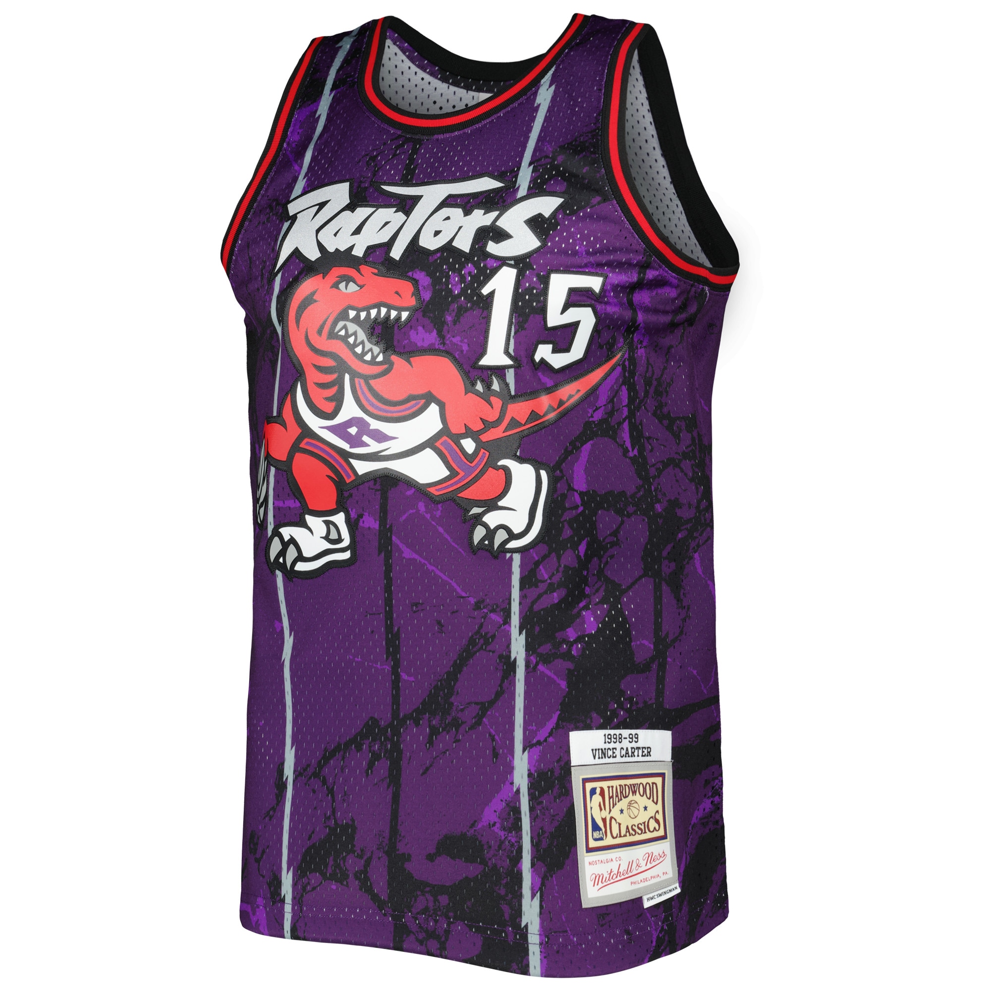 Vince Carter Toronto Raptors Mitchell & Ness 1998/99 Hardwood Classics Marble Swingman Jersey - Purple - vstockx