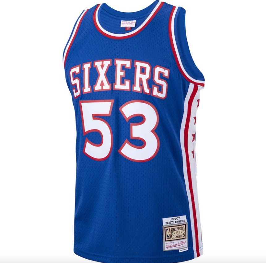 Men's Mitchell & Ness Darryl Dawkins Royal Philadelphia 76ers 1976-77 Hardwood Classics Swingman Player Jersey - vstockx