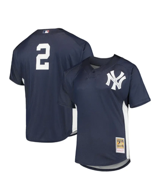 Men's Derek Jeter New York Yankees Mitchell & Ness Navy 2009 Authentic Batting Practice Jersey - vstockx