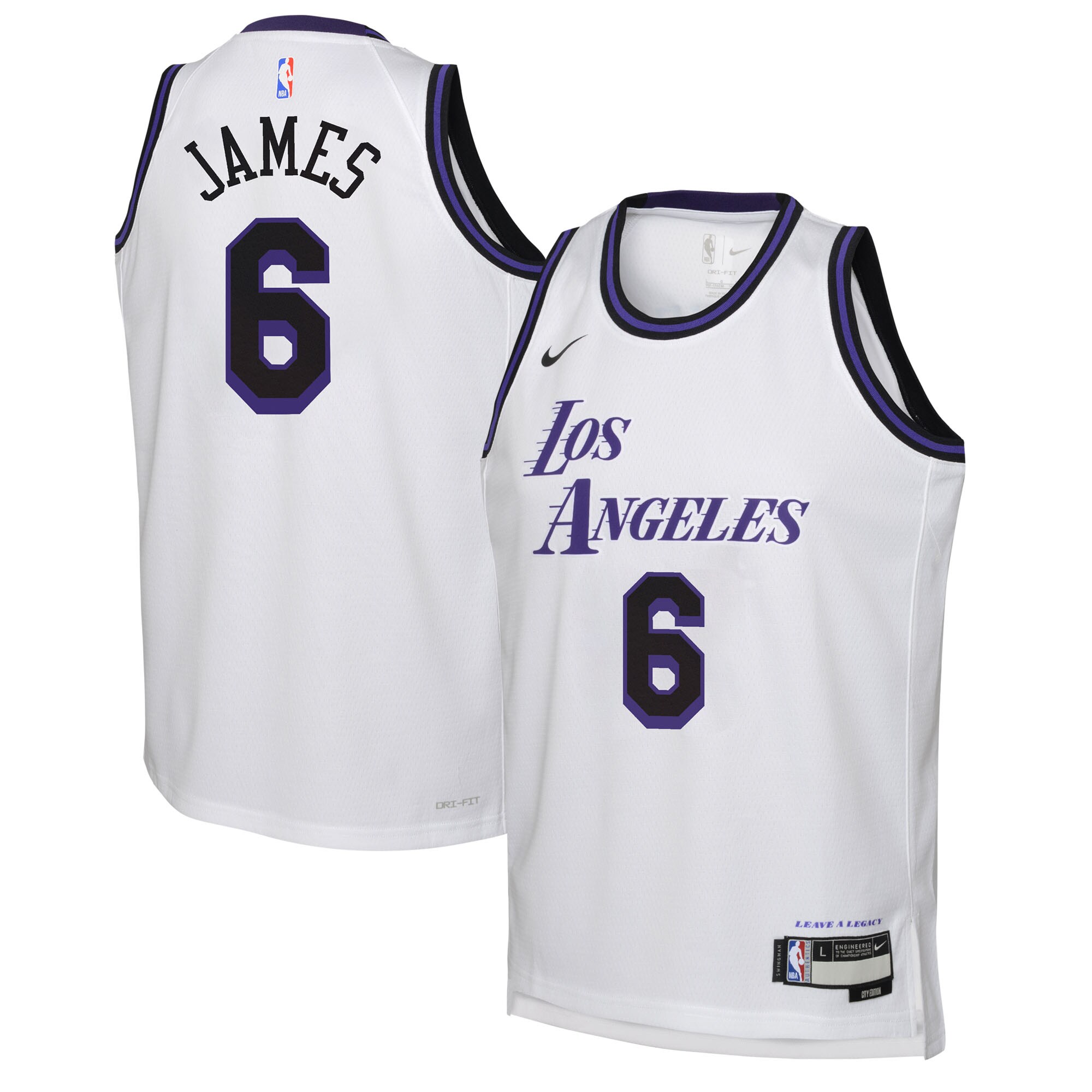 LeBron James Los Angeles Lakers Nike Youth Swingman Jersey - City Edition - White - vstockx