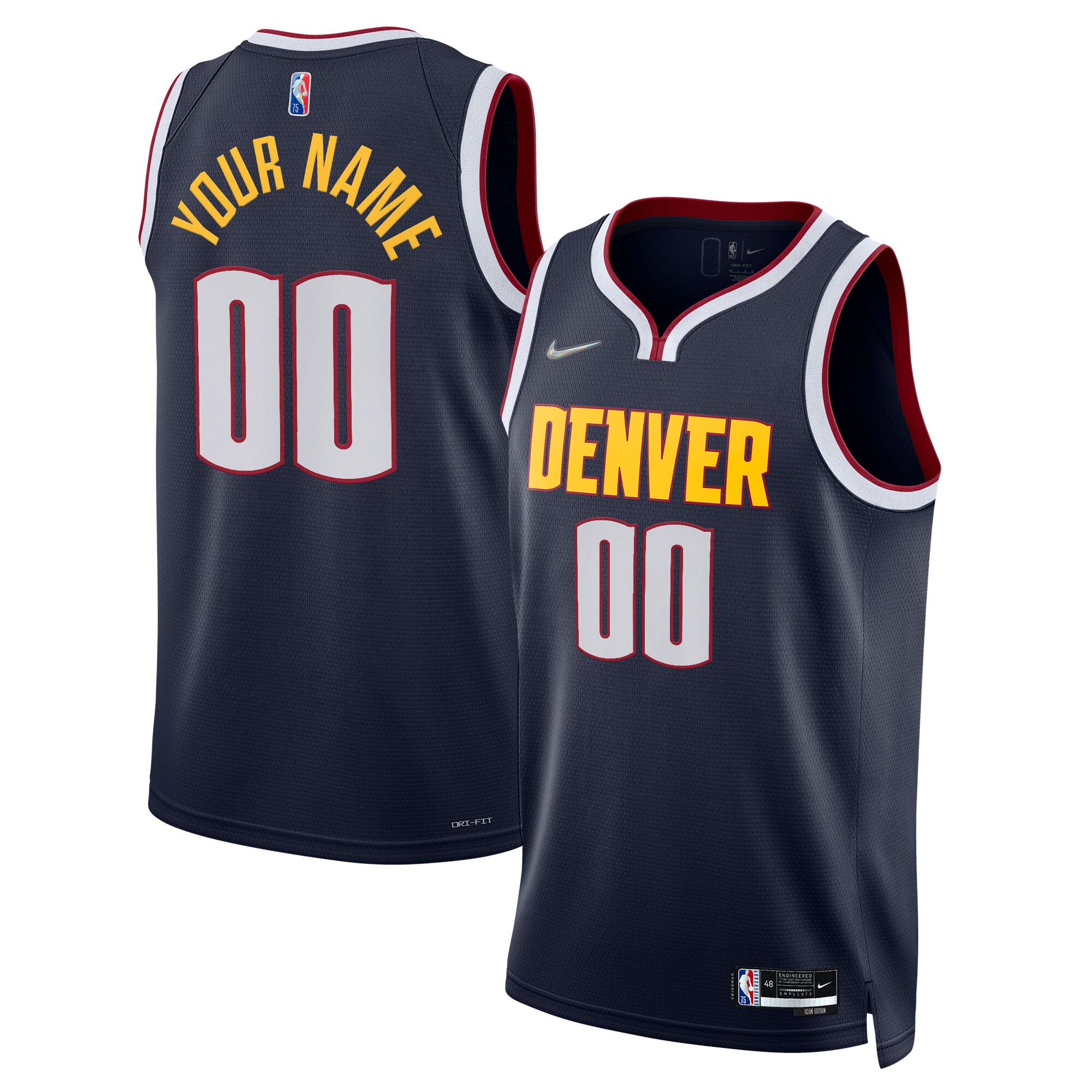 Denver Nuggets Nike 2021/22 Diamond Swingman Custom Jersey - Icon Edition - Navy - vstockx
