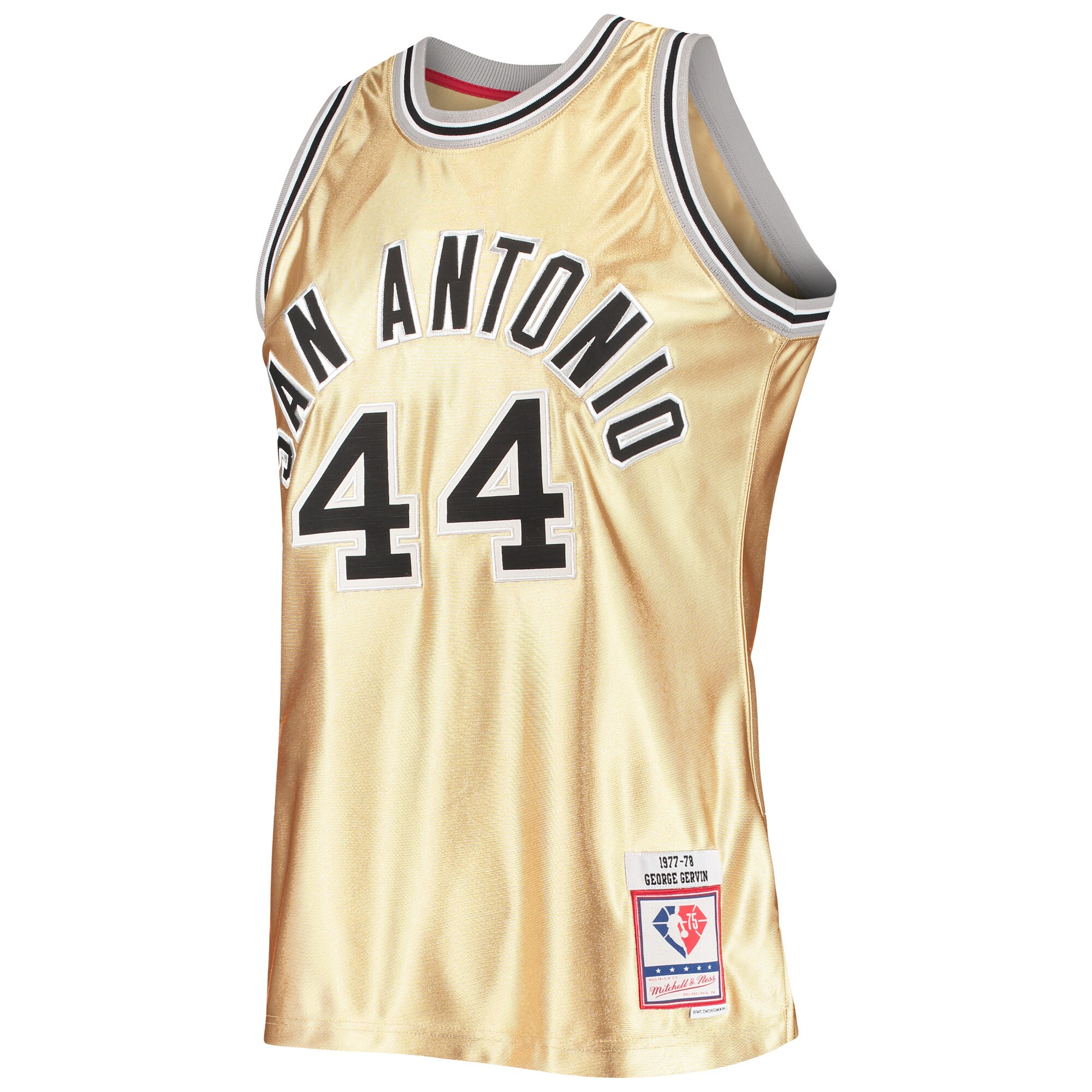 George Gervin San Antonio Spurs Mitchell & Ness 75th Anniversary 1977/78 Hardwood Classics Swingman Jersey - Gold - vstockx
