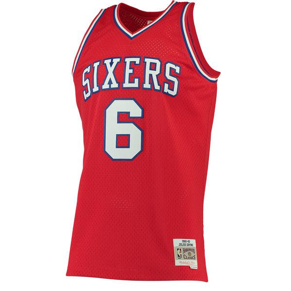 Mens Philadelphia 76ers Julius Erving Mitchell & Ness Red 1982-83 Hardwood Classics Swingman Jersey - vstockx