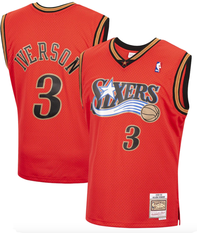 Men's Philadelphia 76ers Allen Iverson Mitchell & Ness Hardwood Classics Reload 2.0 Swingman Jersey - Red - vstockx