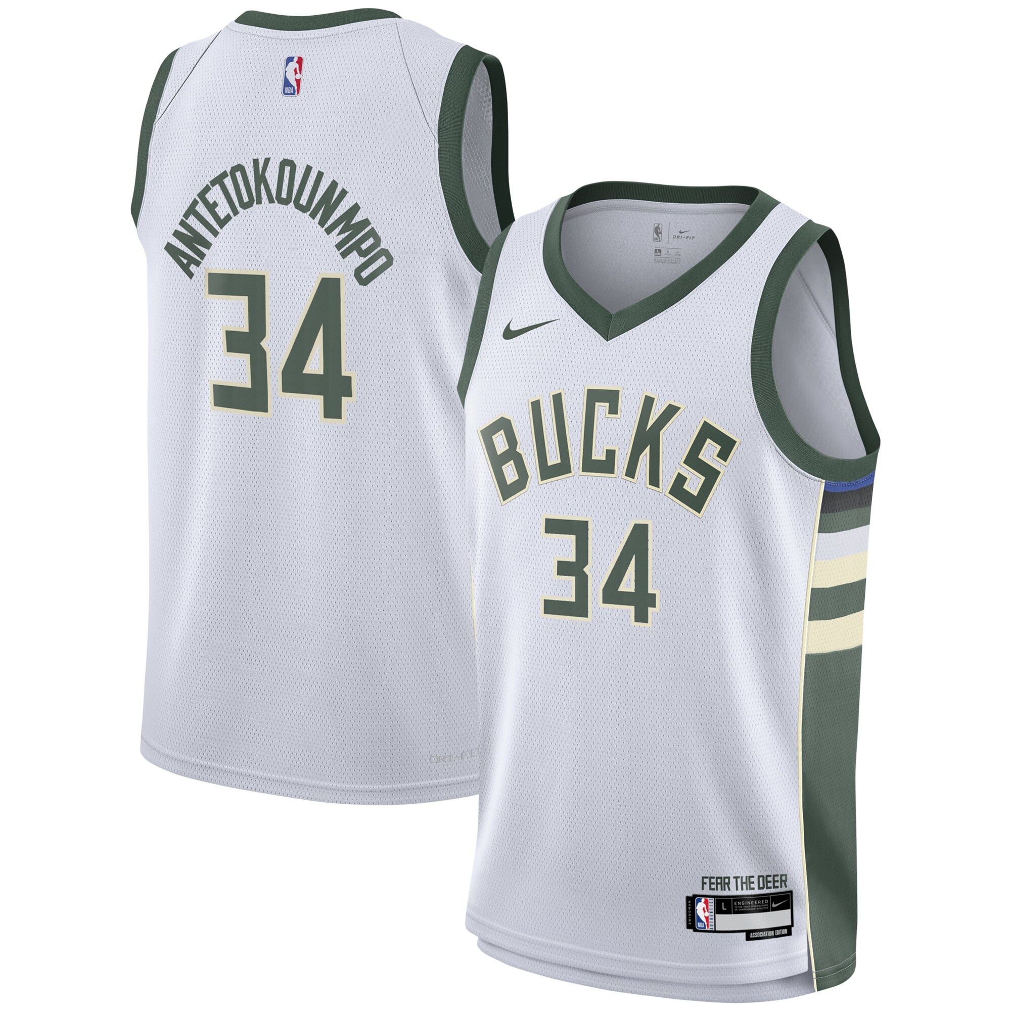 Giannis Antetokounmpo Milwaukee Bucks Nike Youth Swingman Jersey - Association Edition - White - vstockx