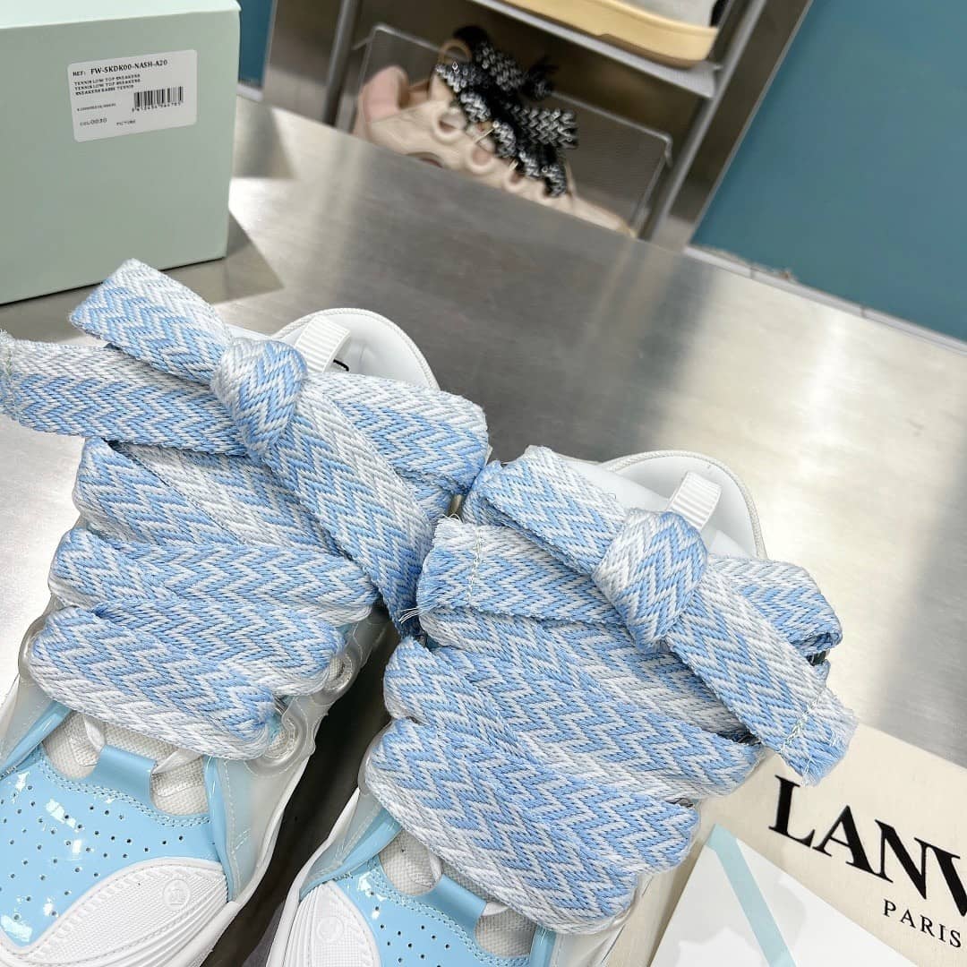 Lanvin Leather Curb White Blue (Women's) - vstockx