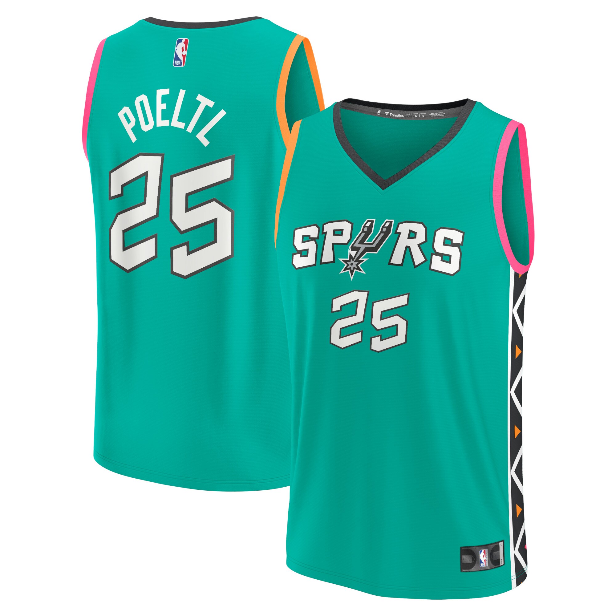 Jakob Poeltl San Antonio Spurs Fanatics Branded Unisex 2022/23 Fastbreak Jersey - City Edition - Turquoise - vstockx