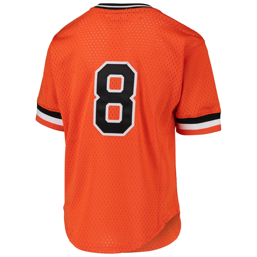 Men's Cal Ripken Jr. Baltimore Orioles Mitchell & Ness Cooperstown Collection Authentic Mesh Batting Practice Jersey - Orange - vstockx