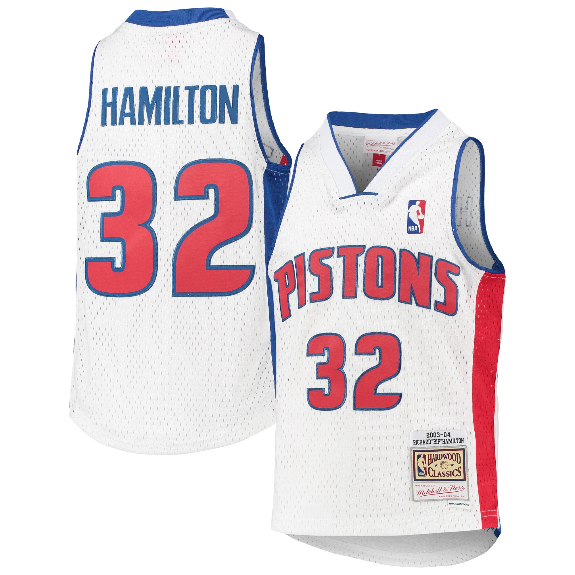 Richard Hamilton Detroit Pistons Mitchell & Ness Youth 2003/04 Hardwood Classics Swingman Jersey - White - vstockx