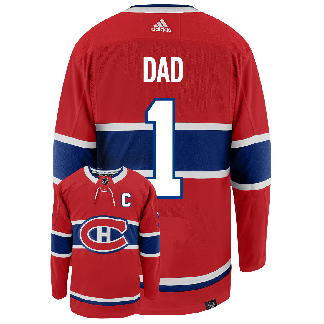 Montreal Canadiens Dad Number One Adidas Primegreen Authentic NHL Hockey Jersey - vstockx