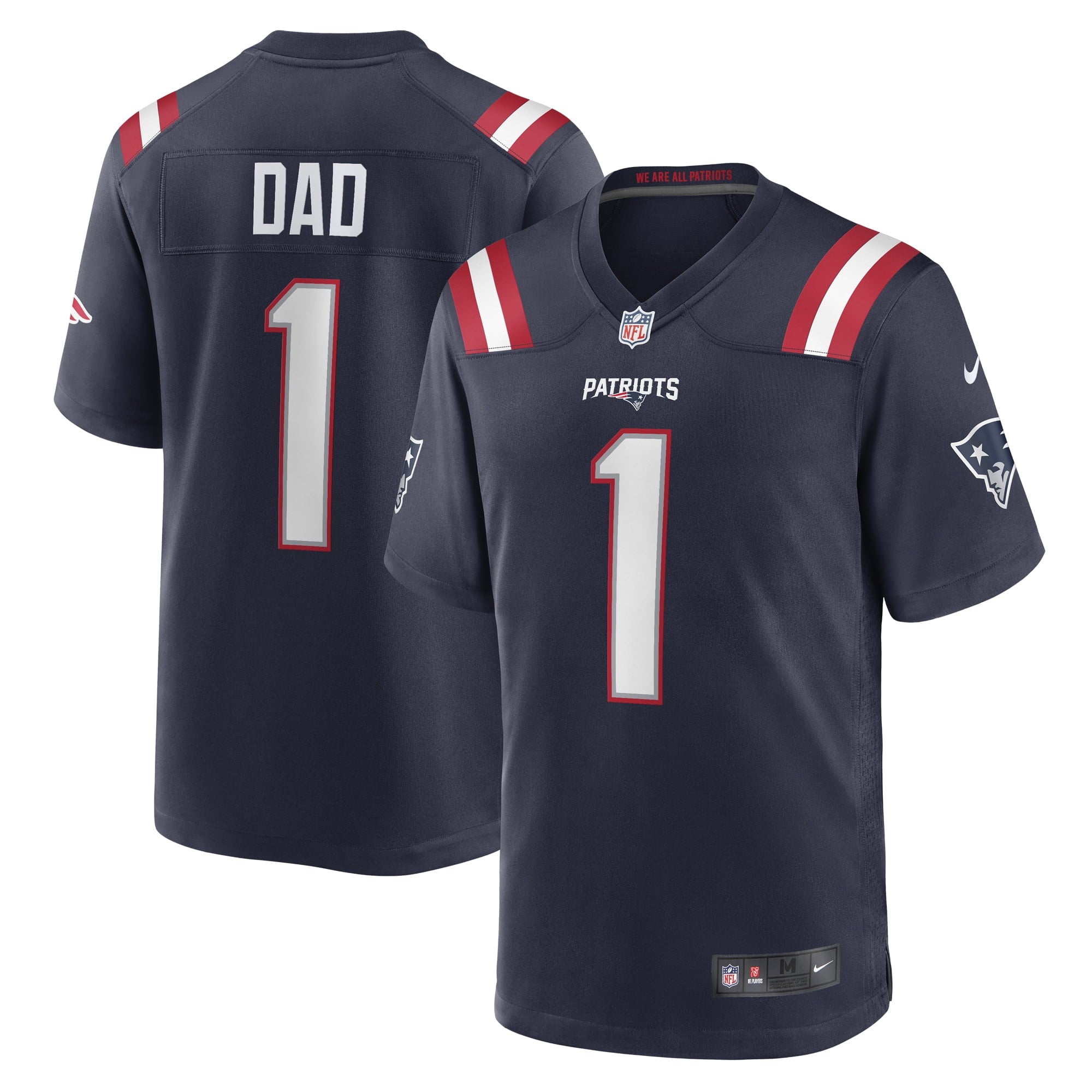 Men's Nike Number 1 Dad Navy New England Patriots Game Jersey - vstockx