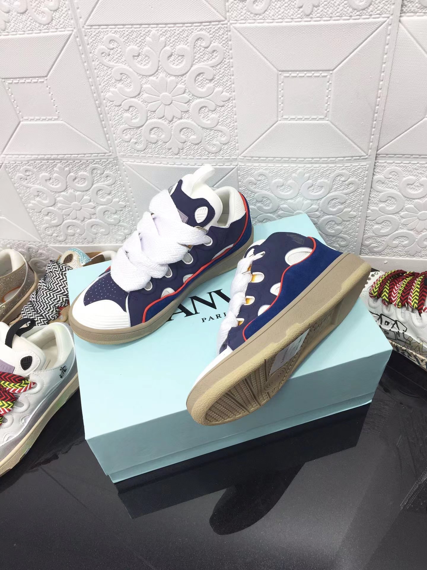 Lanvin Leather Curb blue and white color - vstockx