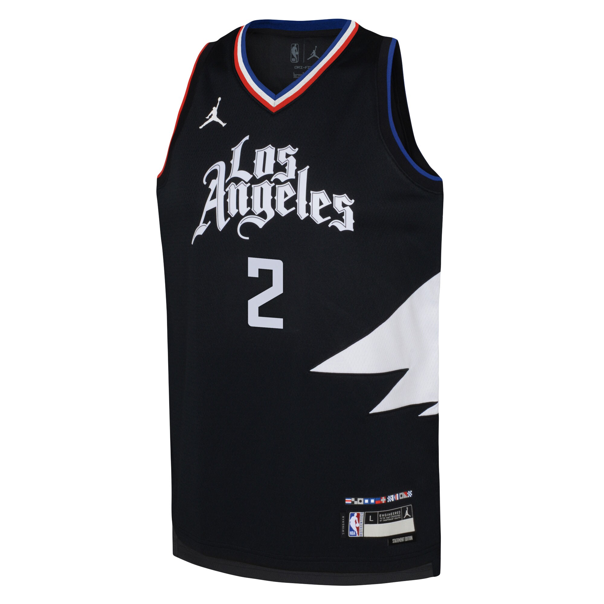 Kawhi Leonard LA Clippers Jordans Brand Youth Swingman Jersey - Statement Edition - Black - vstockx