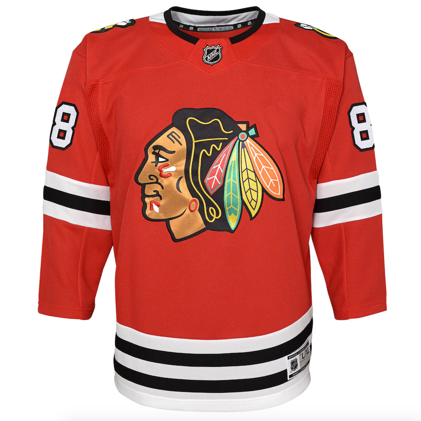 Youth Chicago Blackhawks Patrick Kane Red Home Premier Player Jersey (updated collar) - vstockx