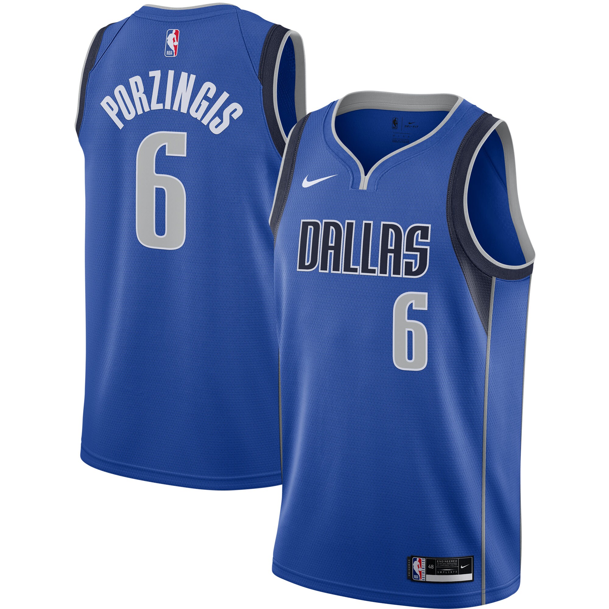 Kristaps Porzingis Dallas Mavericks Nike Swingman Jersey - Blue - Icon Edition - vstockx