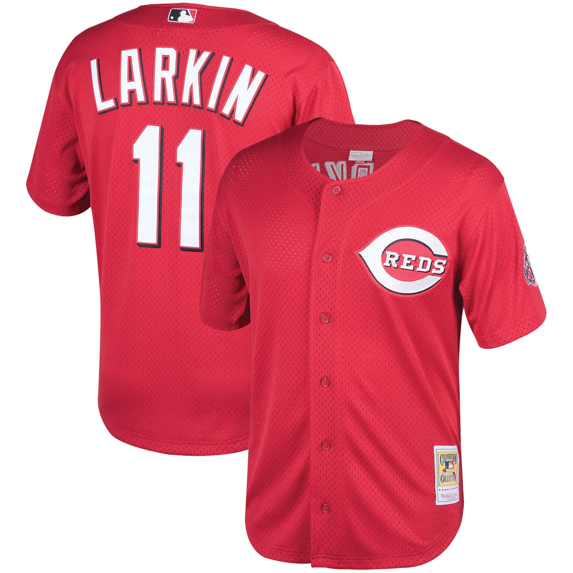 Barry Larkin Cincinnati Reds Mitchell & Ness Throwback Cooperstown Mesh Batting Practice Jersey - Red - vstockx