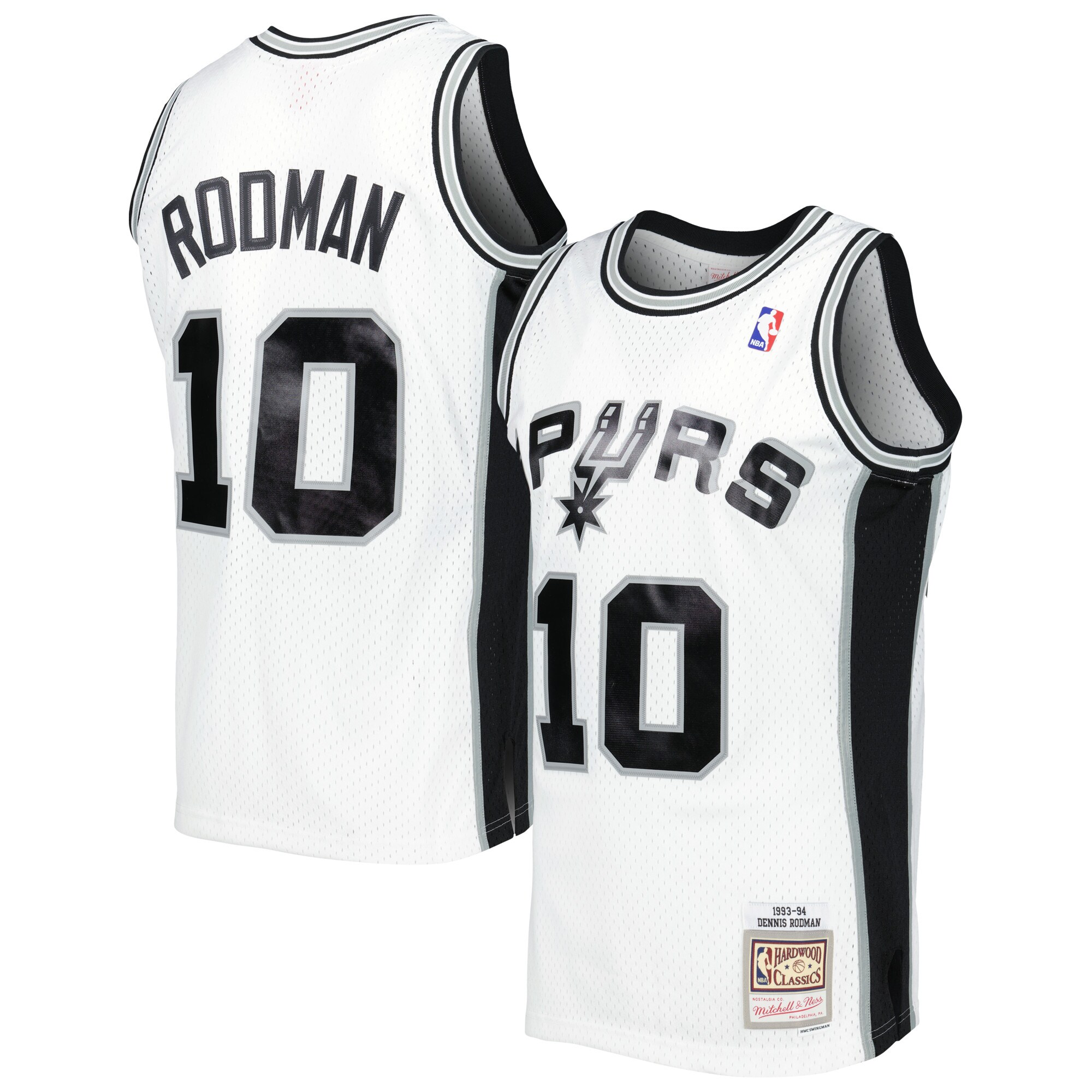 Dennis Rodman San Antonio Spurs Mitchell & Ness 2001/02 Hardwood Classics Swingman Jersey - White - vstockx