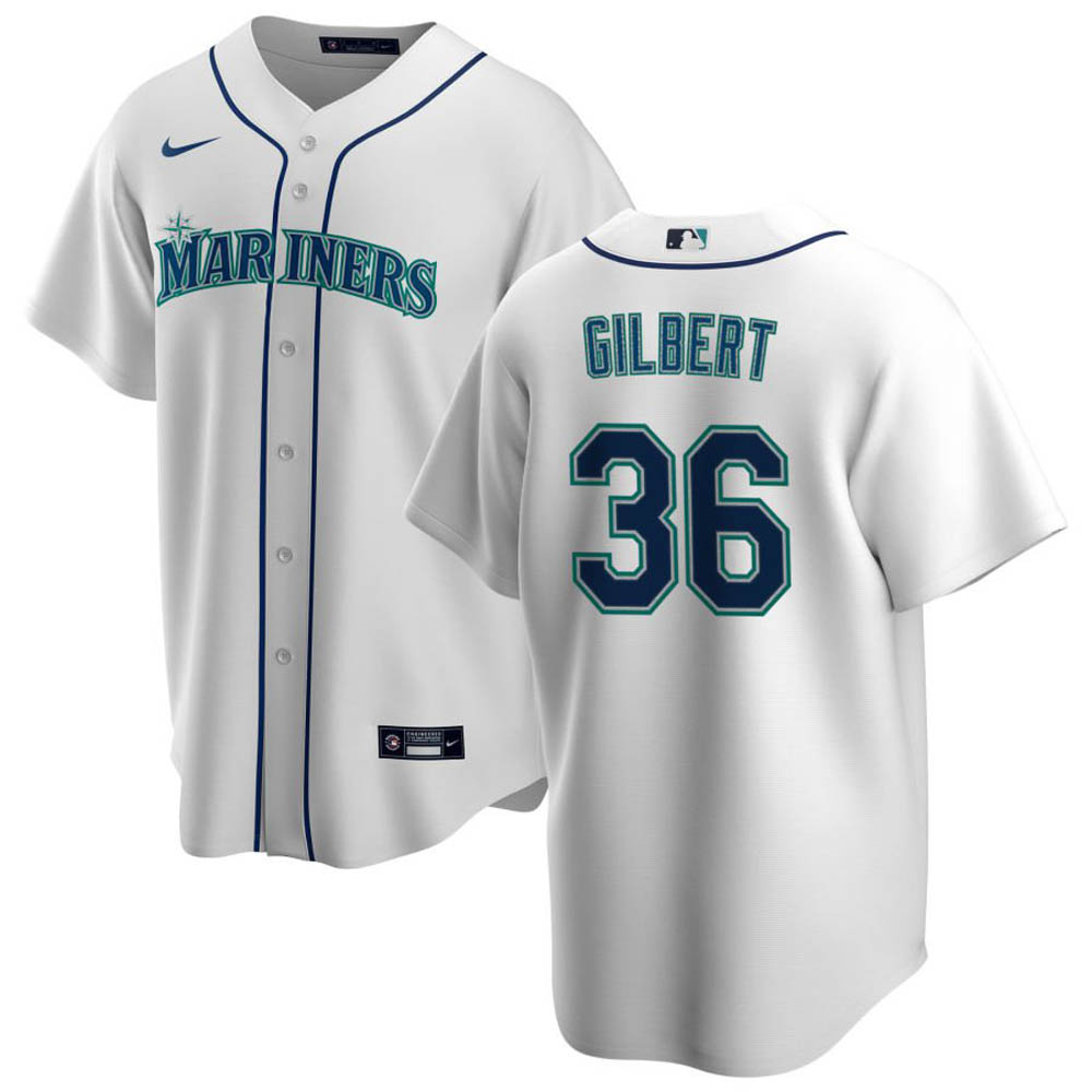 Youth Seattle Mariners Logan Gilbert Cool Base Replica Home Jersey - White - vstockx