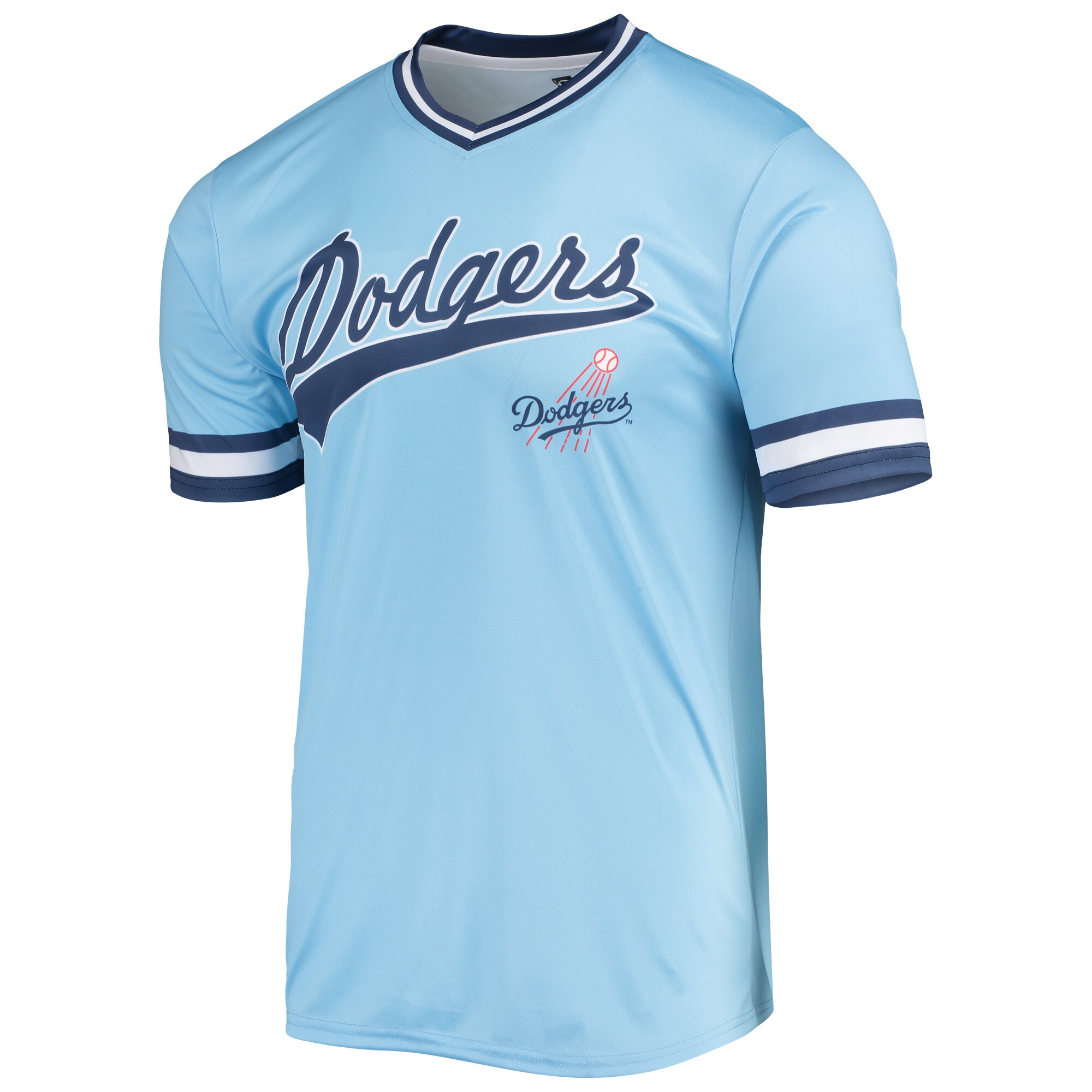 Los Angeles Dodgers Stitches Cooperstown Collection V-Neck Team Color Jersey - Blue/Royal - vstockx