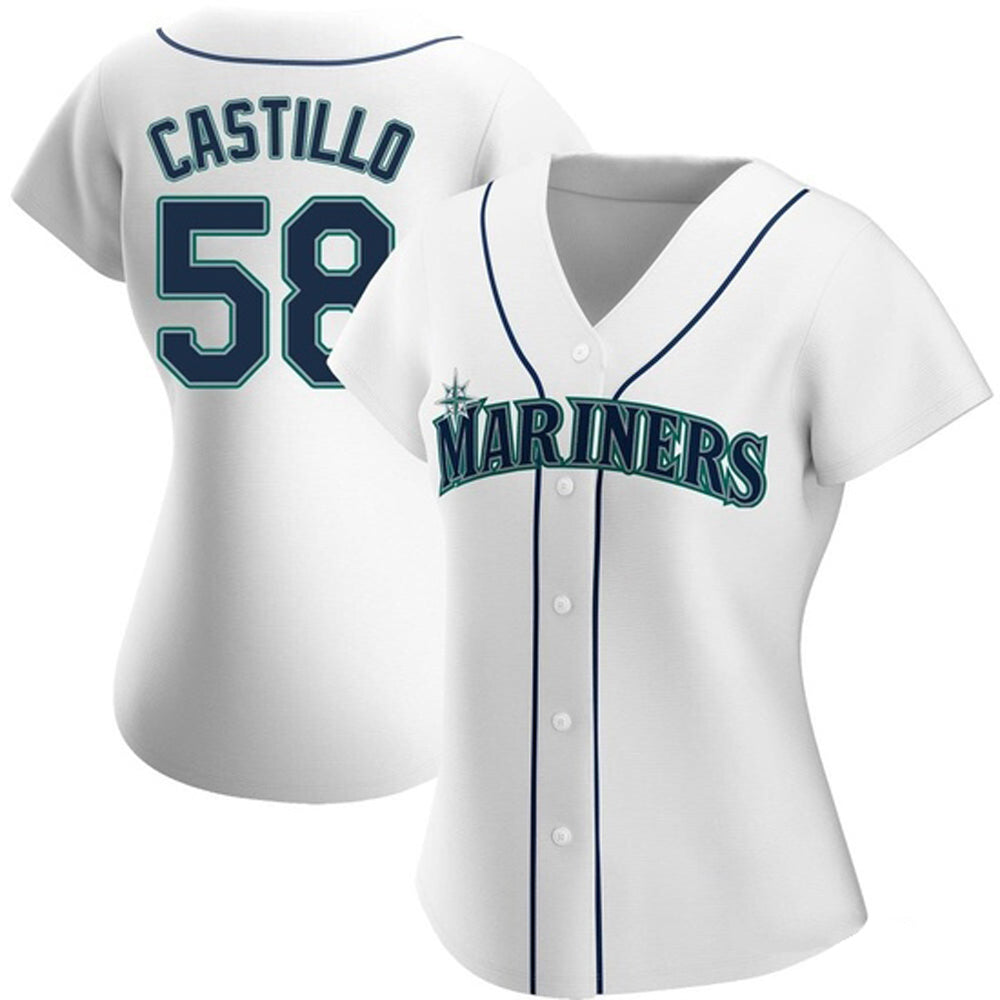 Women's Seattle Mariners Luis Castillo Cool Base Replica Home Jersey - White - vstockx