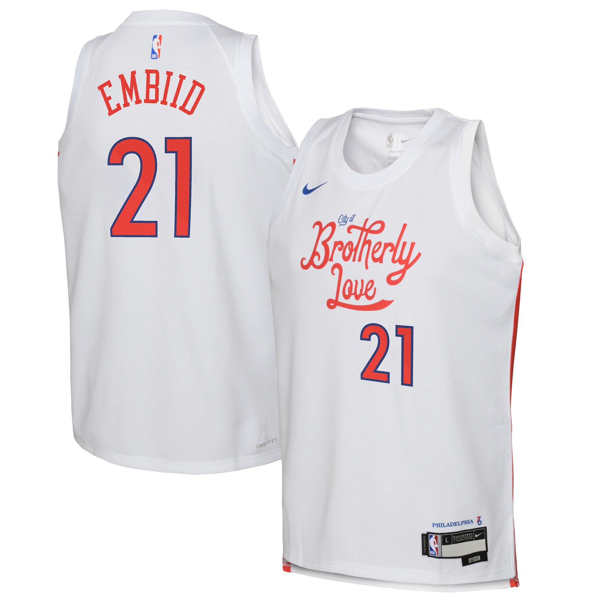 Joel Embiid Philadelphia 76ers Nike Youth 2022/23 Swingman Jersey - City Edition - White - vstockx