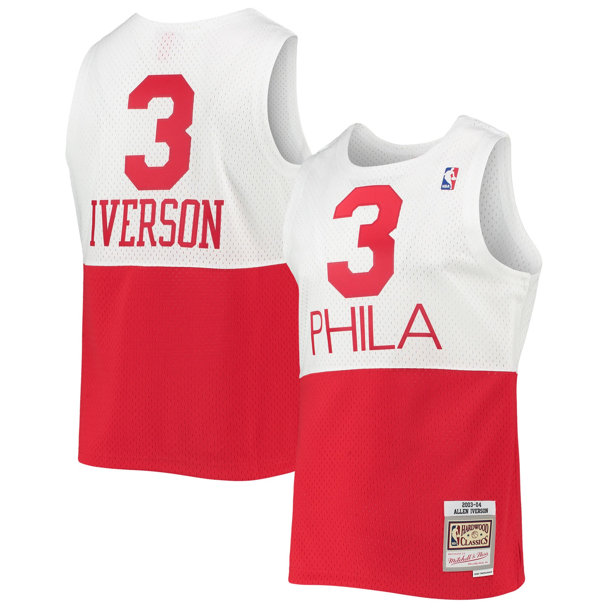 Allen Iverson Philadelphia 76ers Mitchell & Ness Hardwood Classics Swingman Jersey - White - vstockx