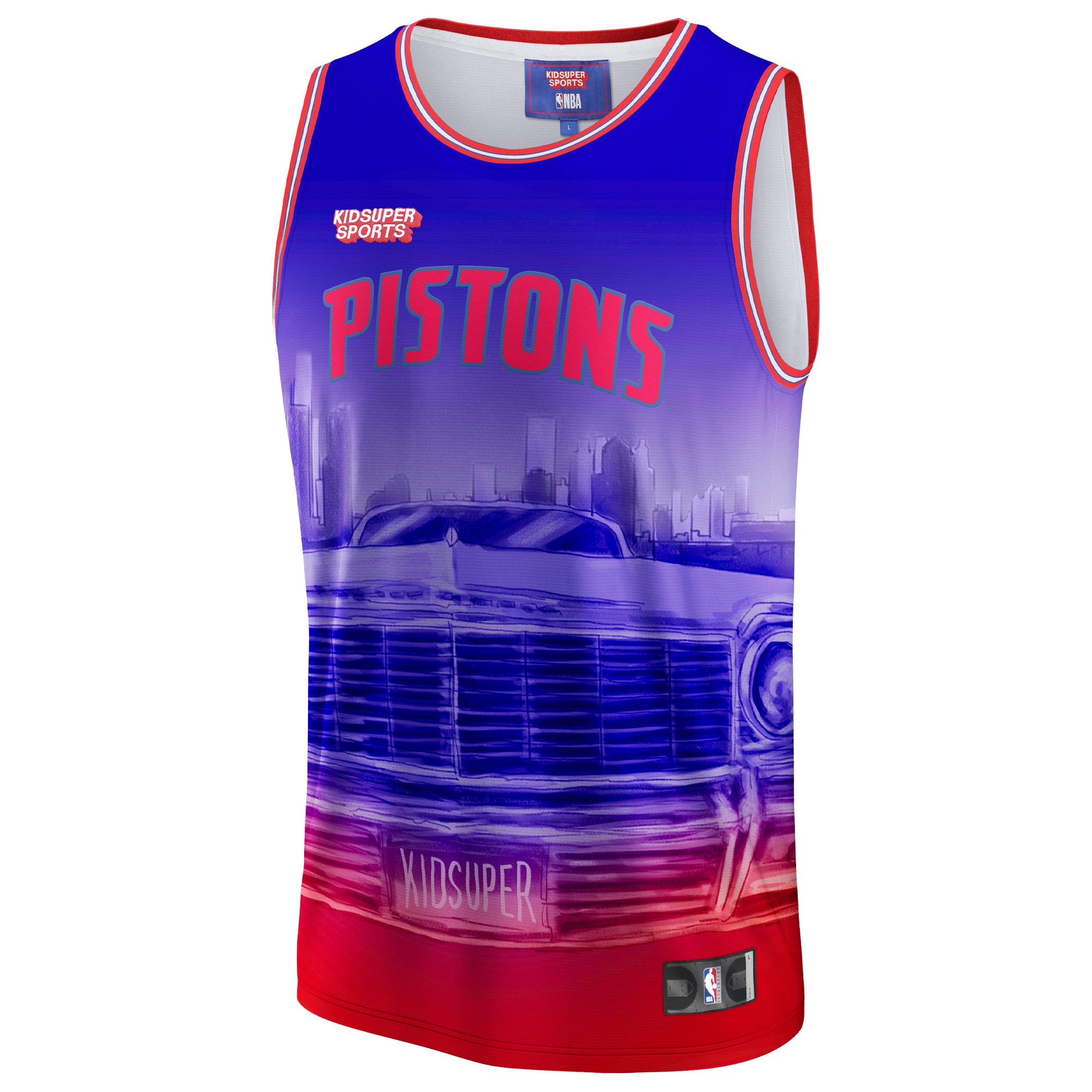 Detroit Pistons NBA & KidSuper Studios by Fanatics Unisex Hometown Jersey - Red - vstockx