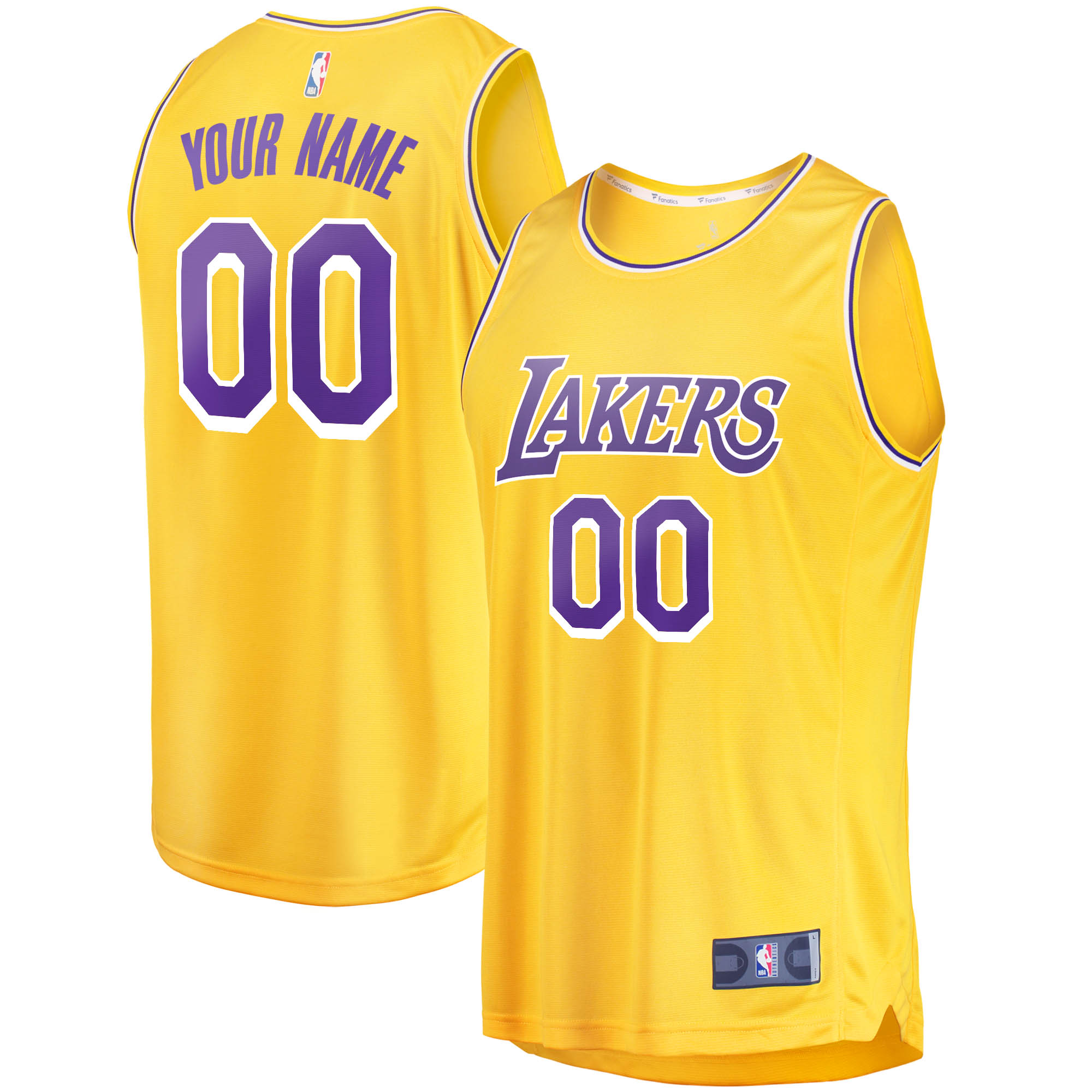 Los Angeles Lakers Fanatics Branded 2018/19 Fast Break Custom Replica Jersey Gold - Icon Edition - vstockx