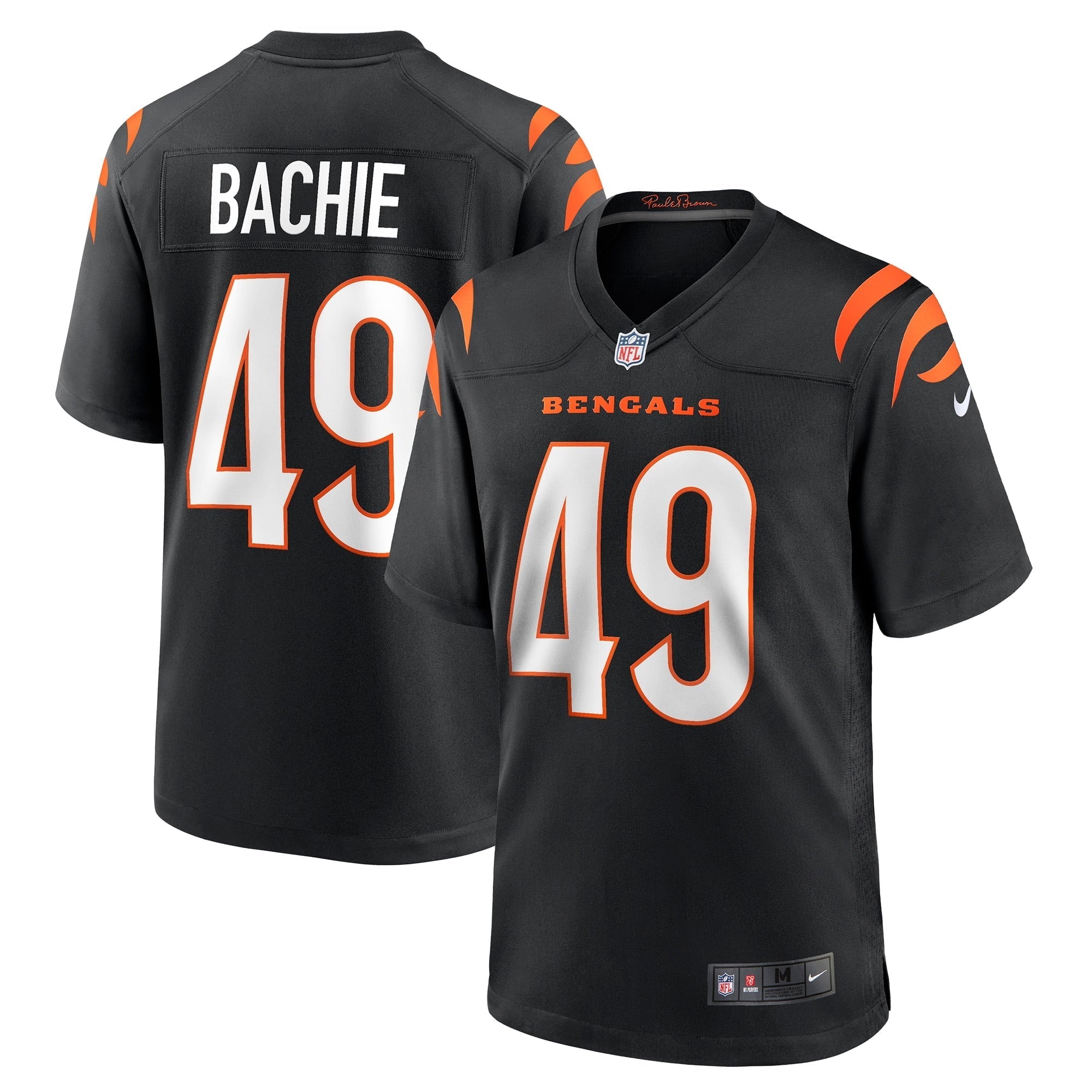Men's Nike Joe Bachie Black Cincinnati Bengals Game Jersey - vstockx