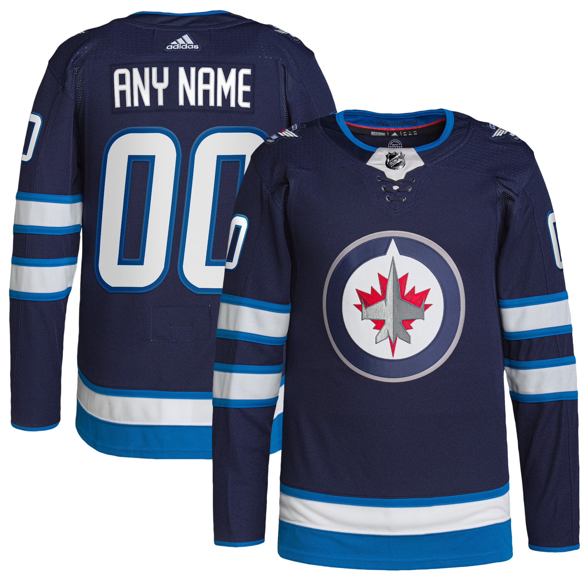 Winnipeg Jets adidas Home Authentic Pro Custom Jersey - Navy - vstockx