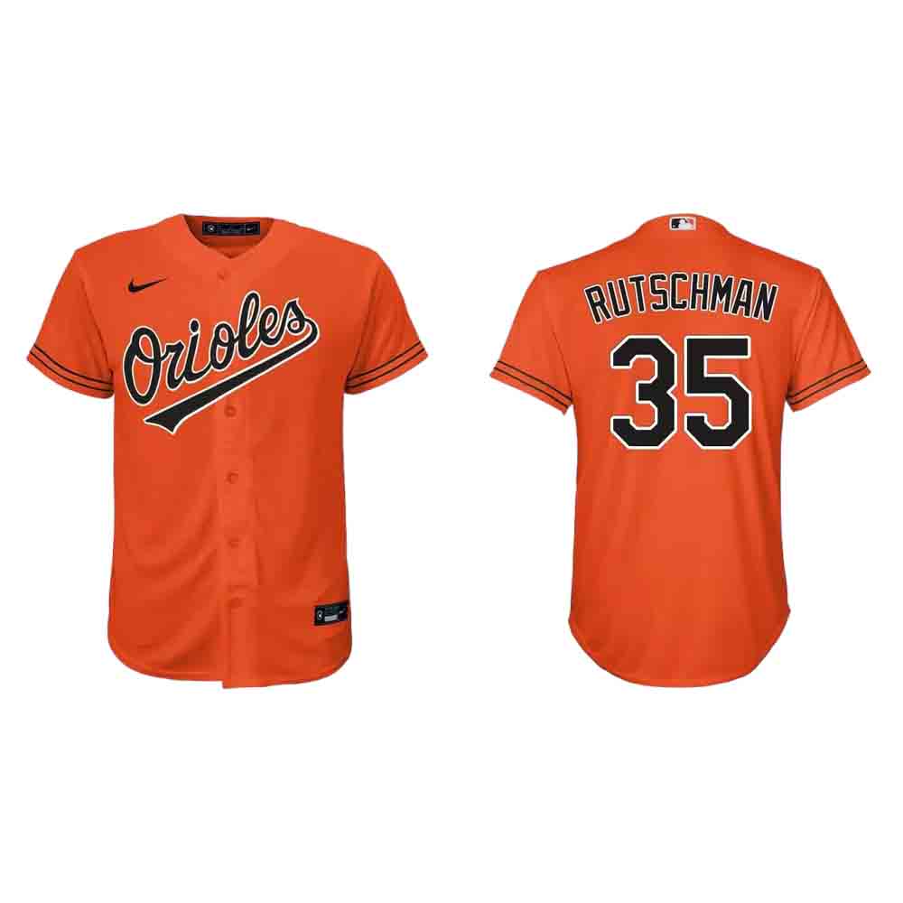 Youth Baltimore Orioles Adley Rutschman Cool Base Replica Alternate Jersey - Orange - vstockx