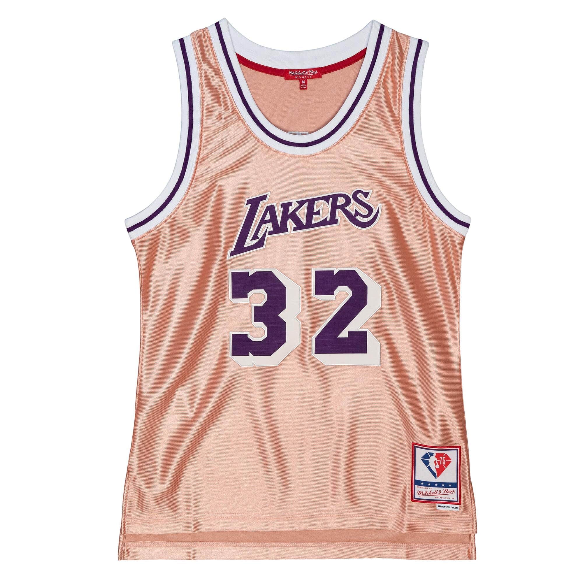 Womens 75th Anniversary Rose Gold Swingman Magic Johnson Los Angeles Lakers 1984-85 Jersey - vstockx