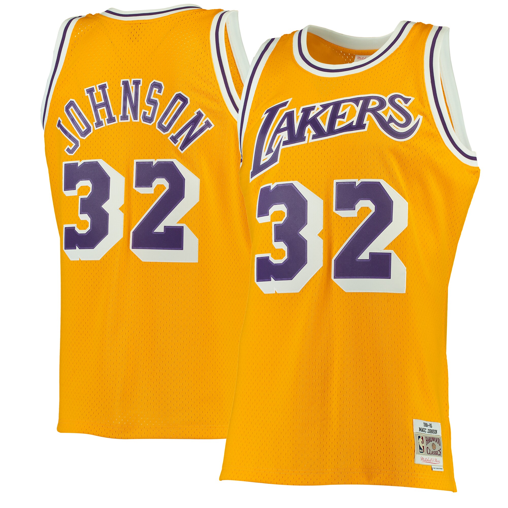 Magic Johnson Los Angeles Lakers Mitchell & Ness Hardwood Classics Swingman Jersey - Gold - vstockx