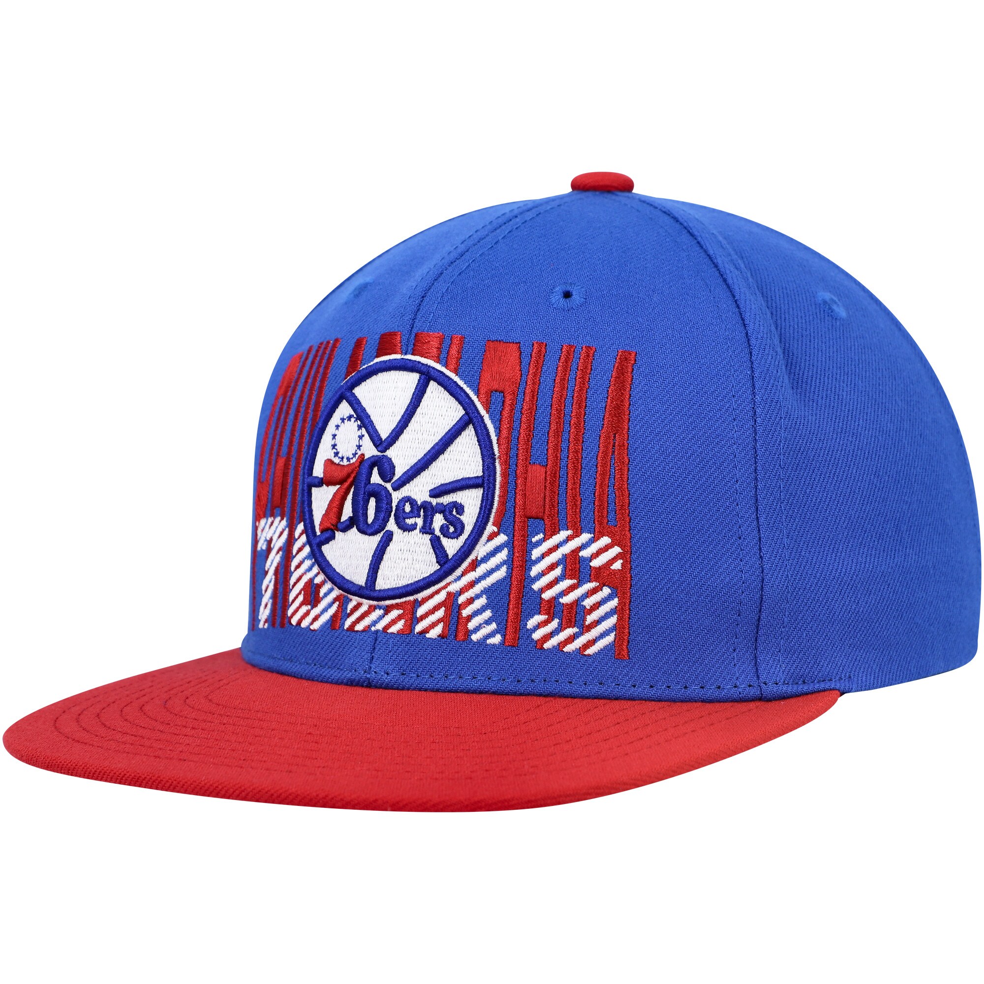 Philadelphia 76ers Mitchell & Ness SOUL Cross Check Snapback - Royal - vstockx