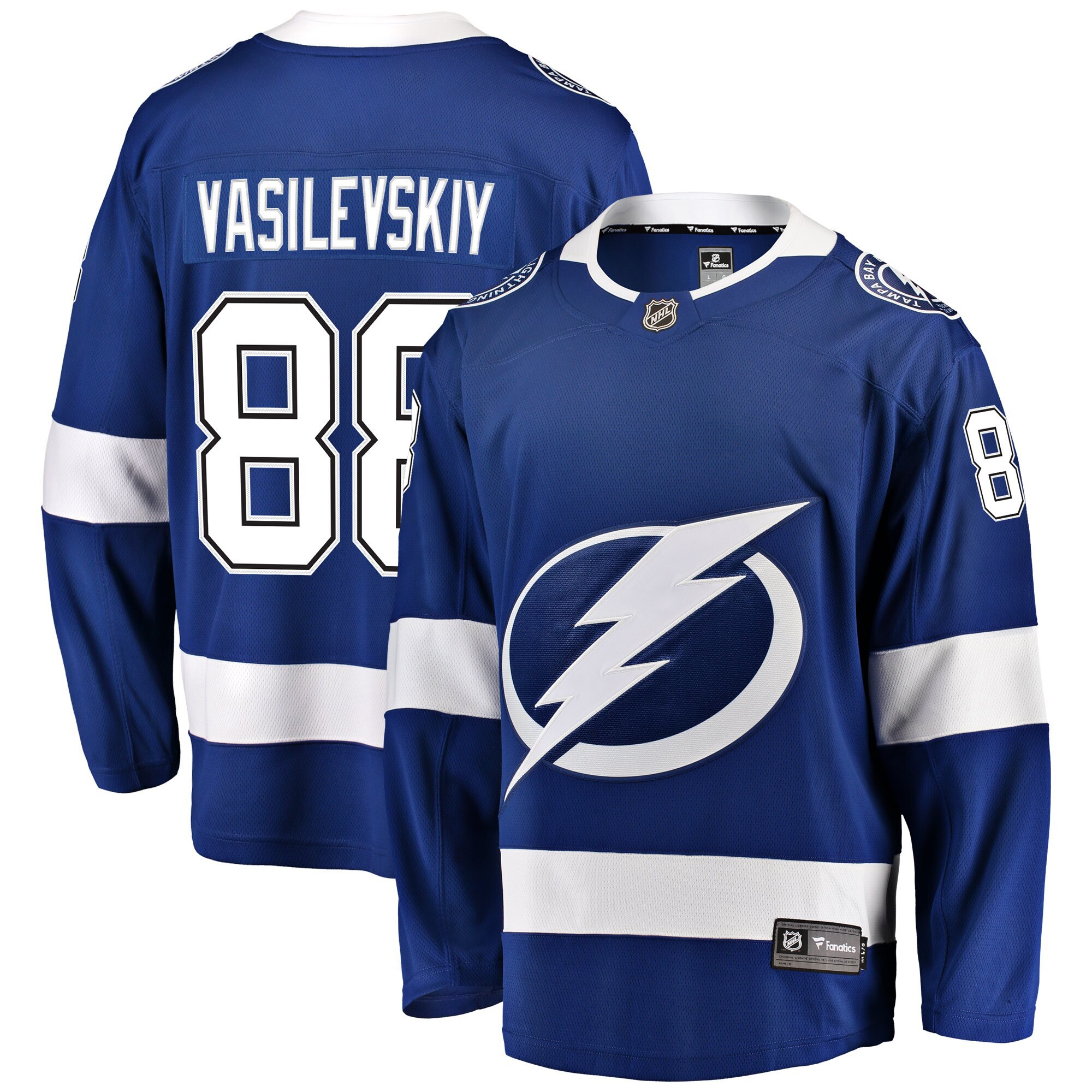 Andrei Vasilevskiy Tampa Bay Lightning Fanatics Branded Home Premier Breakaway Player Jersey - Blue - vstockx