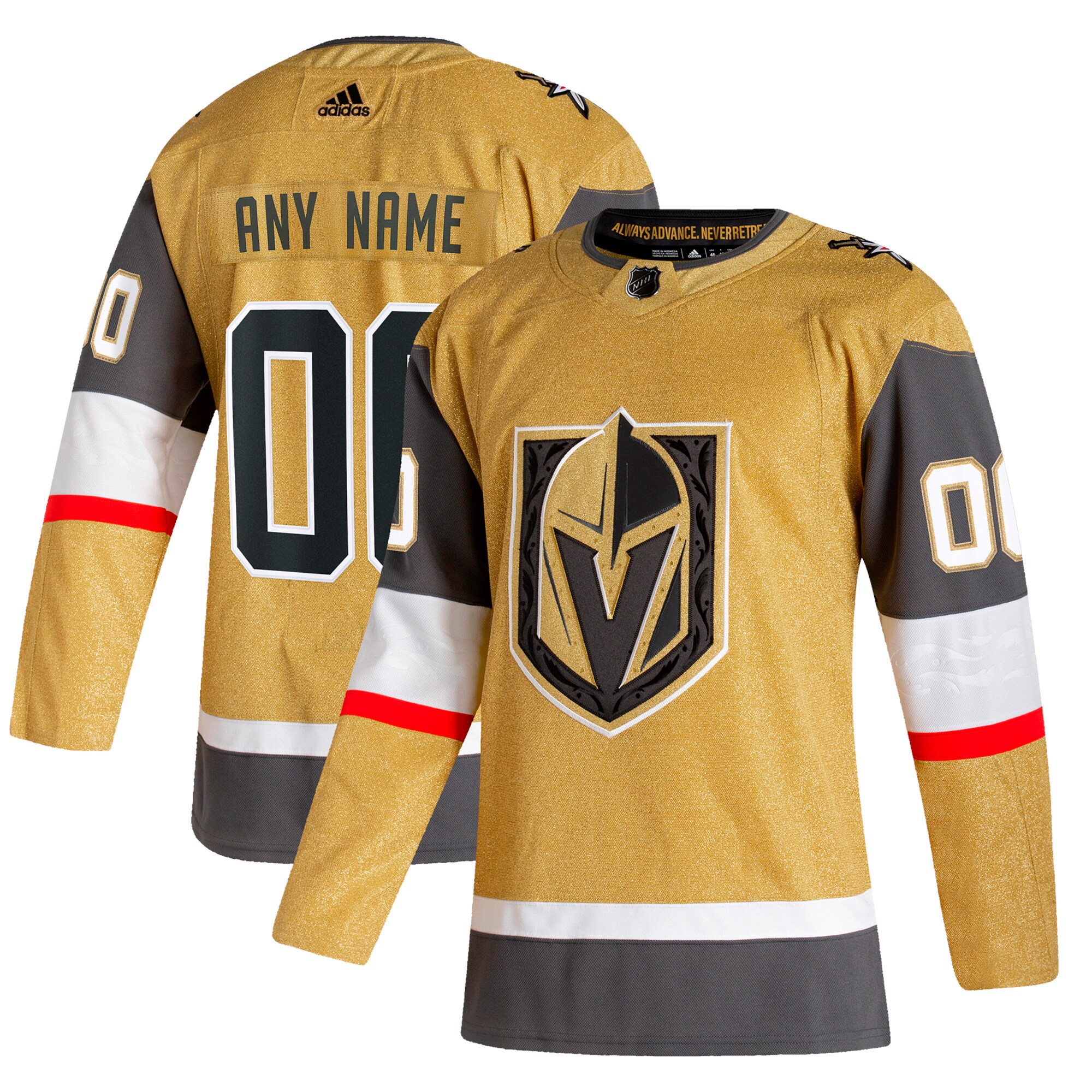 Vegas Golden Knights adidas Home Authentic Custom Jersey - Gold - vstockx