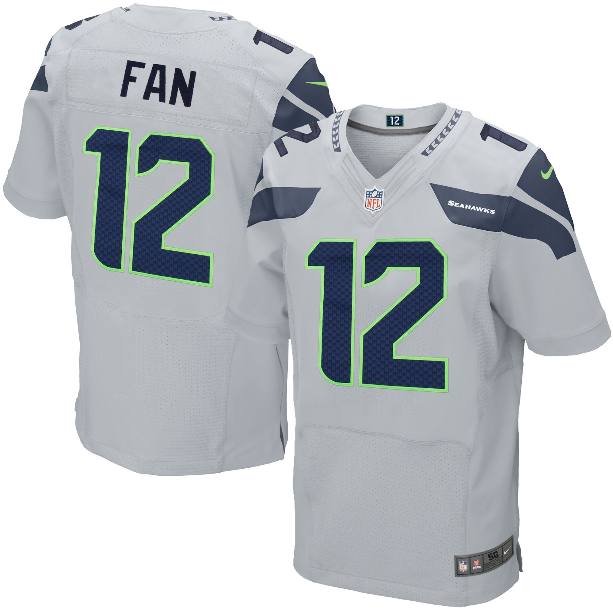12s Seattle Seahawks Nike Elite Jersey - Gray - vstockx