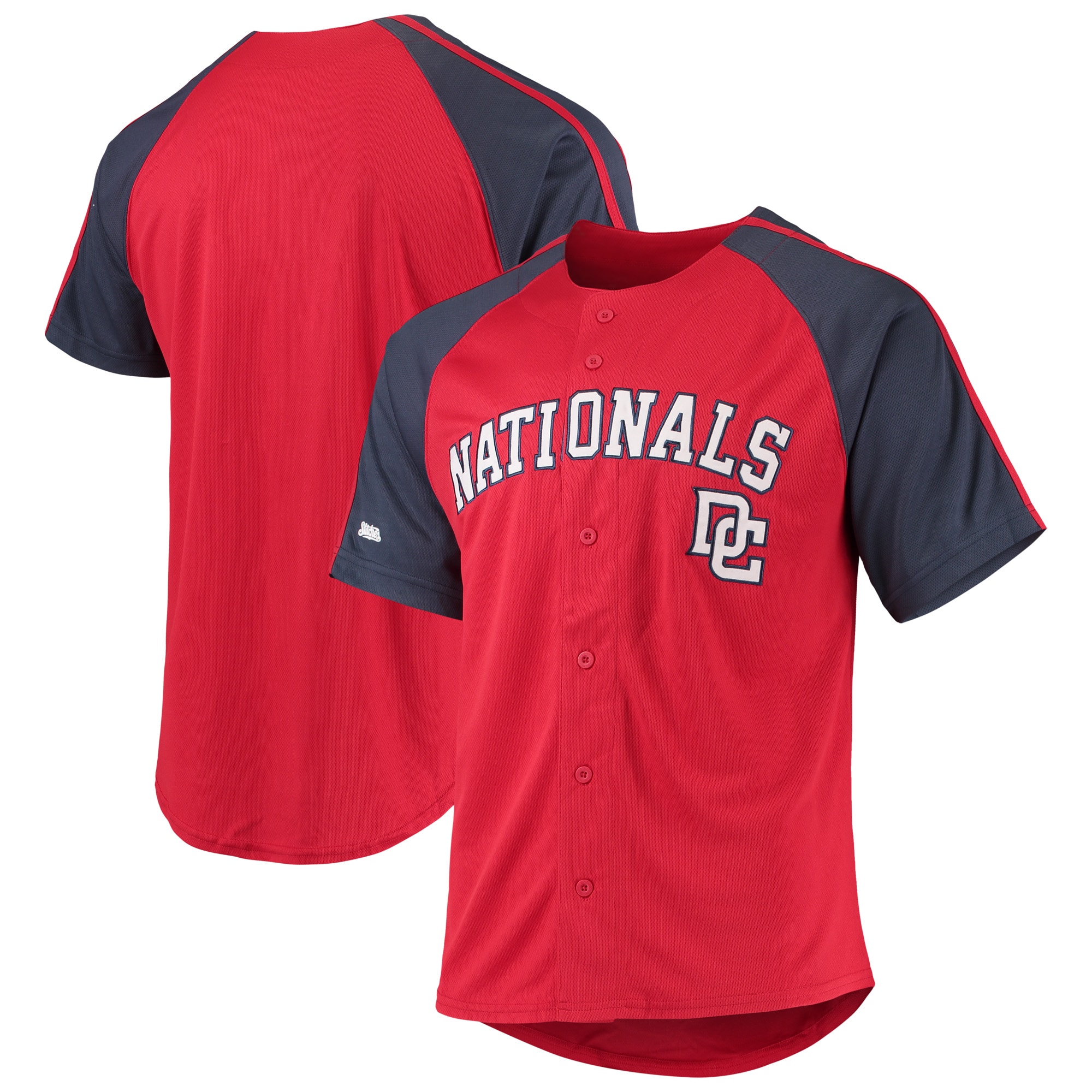 Washington Nationals Stitches Button-Down Raglan Replica Jersey - Red - vstockx