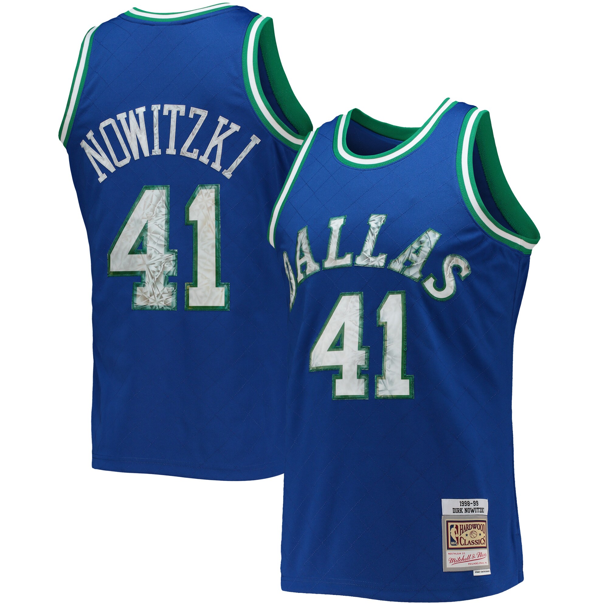Dirk Nowitzki Dallas Mavericks Mitchell & Ness 1996-97 Hardwood Classics NBA 75th Anniversary Diamond Swingman Jersey - Blue - vstockx