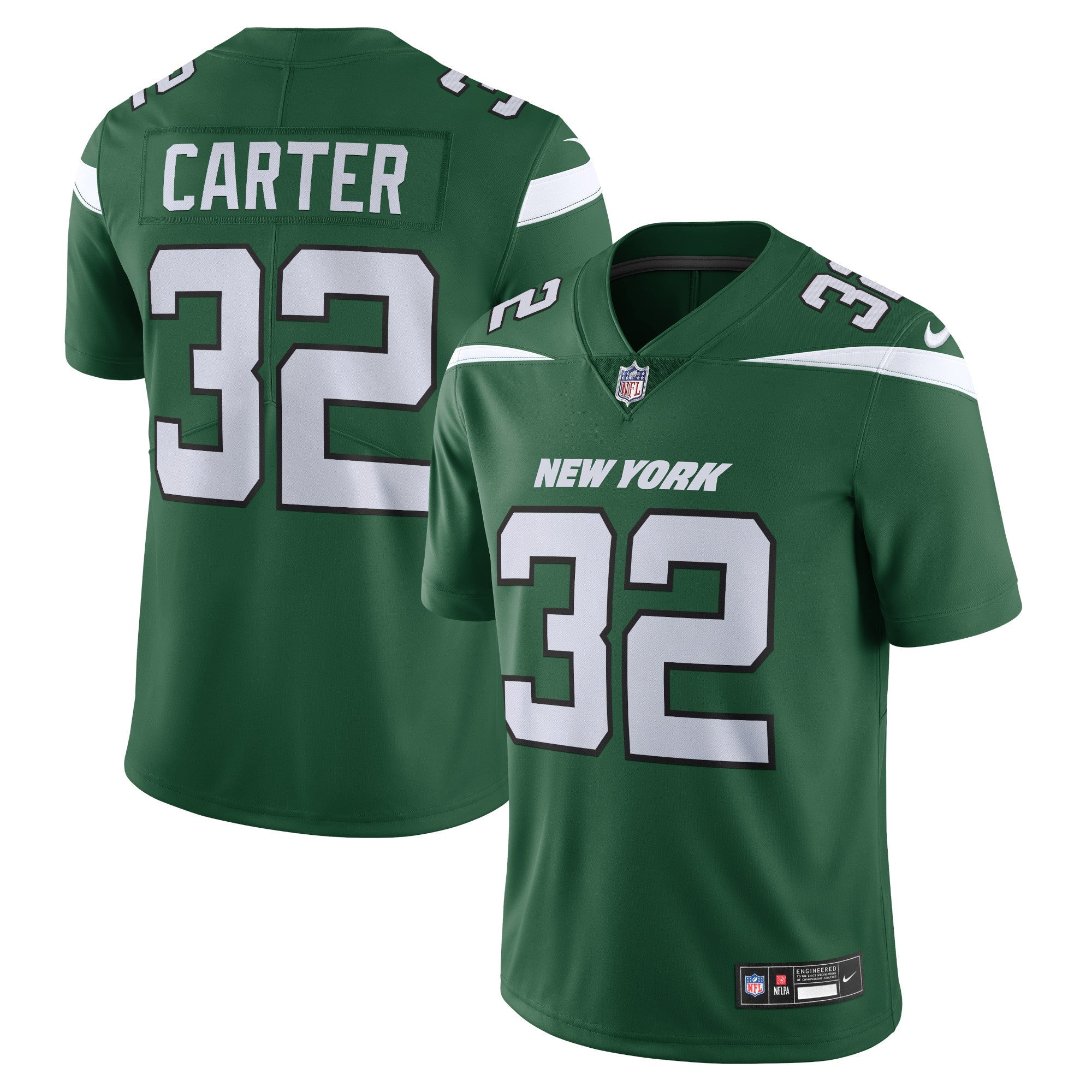 Men's Nike Michael Carter Green New York Jets Vapor F.U.S.E. Limited Jersey - vstockx